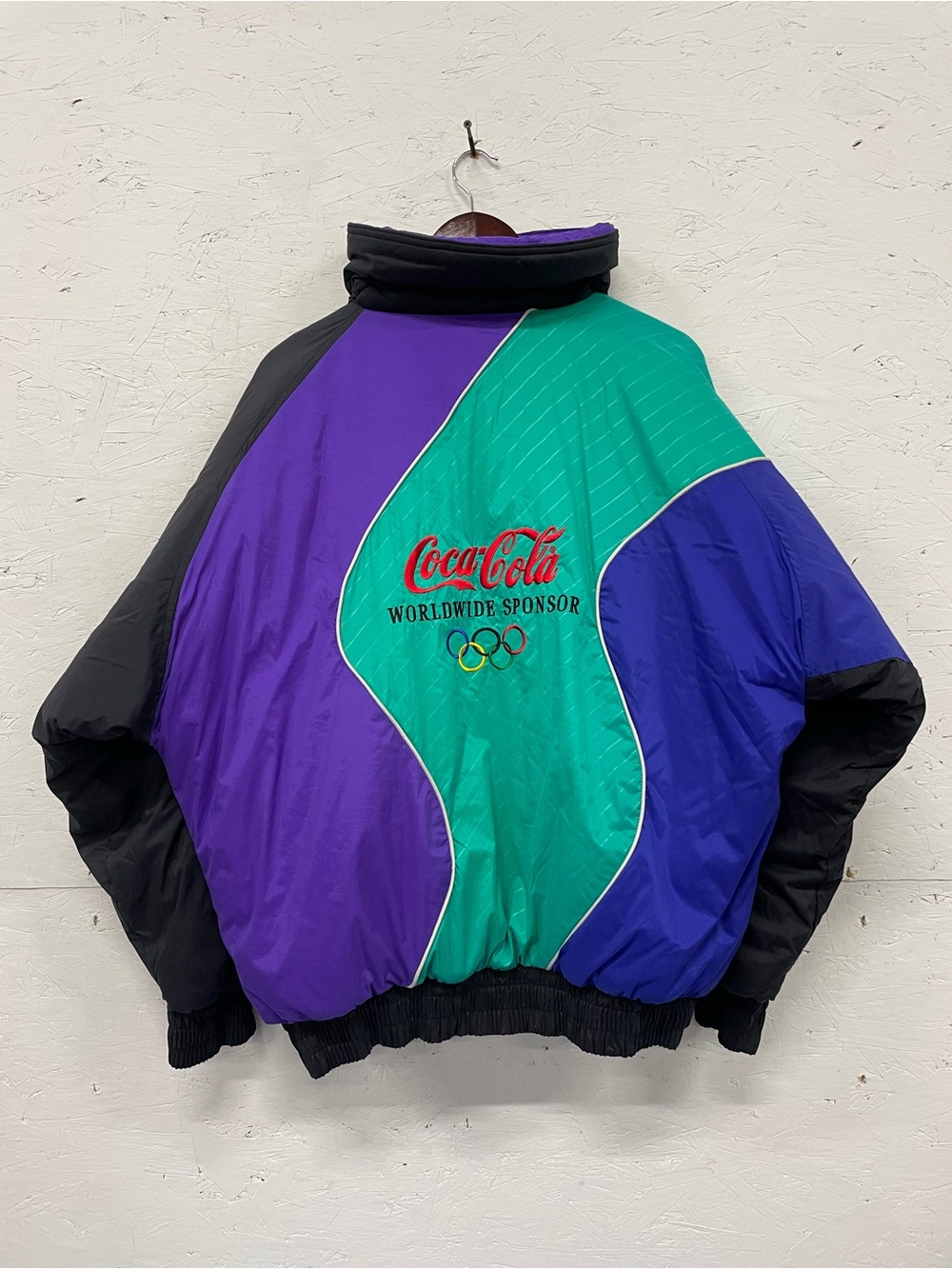 Vintage 1994 Lillehammer Winter Olympics Coca-Cola Sponsor Puffer Jacket, Size L
